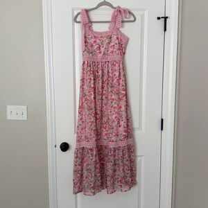 Floral pink maxi dress